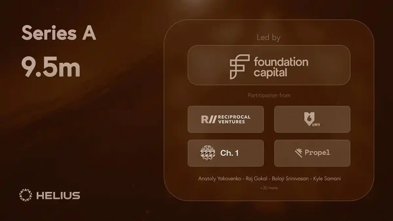 Solana开发平台Helius完成950万美元A轮融资，Foundation Capital领投-第1张图片-易算准